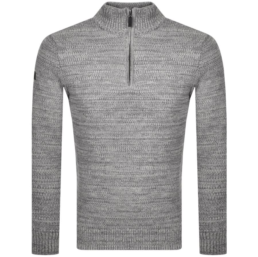 Alternative Image for ProductSuperdry Henley Half Zip Knit Jumper Grey1